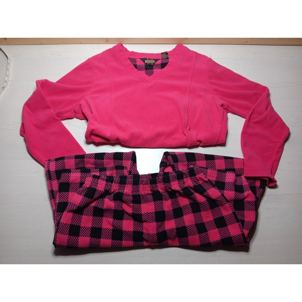 Vintage Guide Gear 2 pc set Pajamas Top + Pants Pink Plaid Size Large * See Pics